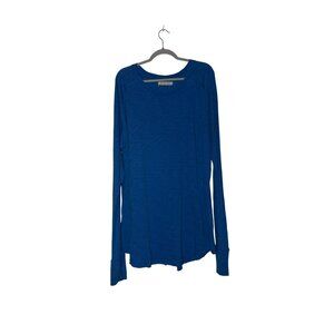 NWT Free People We The Free Arden Long-Sleeve Blue Cotton Top Size L